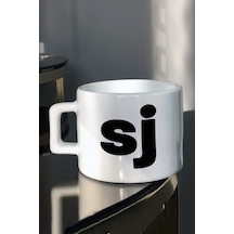 S ve J Tasarımlı Çay - Kahve Fincanı Beyaz