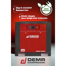 Demr Kompresör DMV20E 20HP İnvertörlü Vidalı Hava Kompresörü