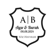 Barok Kalkan Mühür Kına Nişan Düğün 3x3 Cm Özel Etiket / 50 Adet Sticker Beyaz