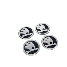 Skoda Alüminyum Jant Göbeği Yapıştırma Siyah 55Mm 4 Adet