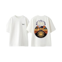 Thewert Gojira 1 Tasarım Sırt Baskılı Pamuk Beyaz Oversize T-shirt