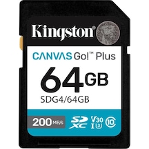 Kingston Sdg4-64gb 64gb Sdxc Canvas Go Plus Gen4 200mb-s C10 Uhs-ı U3 V30 Hafıza Kartı