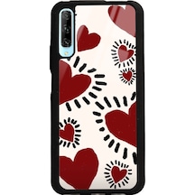 Huawei P Smart Pro Brush Heart Tasarımlı Glossy Telefon Kılıfı Siyah