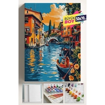 Sayılarla Boyama Seti Numaralı Tuval Fırça Boya Dahil Kasnaklı Set 50x70 Cm - Venedik Köprü