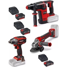 Einhell TP-HD 18/26 Li Bl Akülü Pnömatik Matkap + TP-CI 18/220 Li Bl Vidalama + TP-AG 18/125 Ce Q Avuç Taşlama 2x4.0ah+2.5ah Akülü Kömürsüz Set
