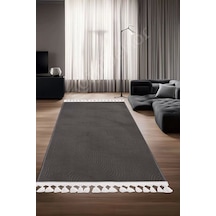 Halı Cool Antrasit Sahra Kaymaz Yıkanabilir Saçaklı Kare Yolluk Salon Halısı Modelleri