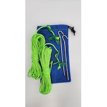 Yeşil 20m Polyester İp + 2  + 6 Ad Gergi Aparatı + Çanta Yeşil