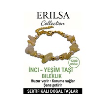 Sertifikalı İnci Ve Yeşim Taşı Bileklik Huzur, Koruma Ve Şans Çok Renkli