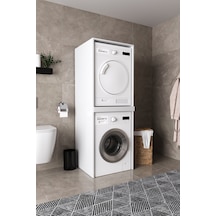 Df03109b Çamaşır Makinesi Dolabı Kurutma Makinesi Standı İkili Raflı Beyaz Banyo Dolabı Düzenleyici