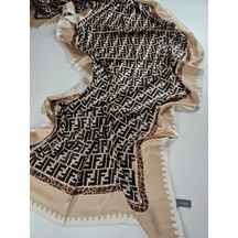 Miorel Scarfs Premium Yeni Sezon F Desen İpek Vual Şal Silk Scrafs Shawl Hijab Bej