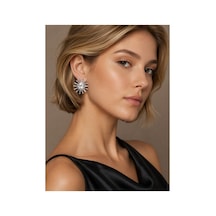 Kristal Görünümlü Yuvarlak Kadın Küpe -özel Gün Ve Gece Aksesuarı Gümüş - 895530240 Gümüş