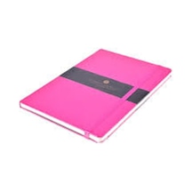 A6 80 Yaprak Çizgisiz Suni Deri Kapak Lastikli Fosforlu Pembe Defter Fosforlu Pembe