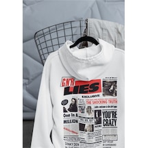 Macklin Unisex Kadın Erkek Guns N Roses Ön Arka Baskılı Özel Tasarım Baskılı Kapşonlu Sweatshirt Beyaz Mck1515 Beyaz