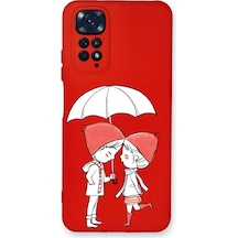 Xiaomi Redmi Note 11 Pro Uyumlu Lansman Kılıf Aşk Tasarımlı Içi Kadife Kapak-kırmızı Şeffaf