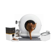 Haustier Hst-cb002-gri Akıllı Otomatik Kedi Tuvaleti, Hst-qq005 Beyaz Akıllı Mama Kabı , Hst-wf007l Beyaz Kedi Su Sebili 3 Lü Set Haustier Türkiye Garantili