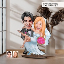 Bk Gift Kişiye Özel Evleniyoruz Karikatürlü Büyük Boy Ahşap Biblo-9 Arkadaşa Hediye , Sevgiliye Hediye, Kişiye Özel Biblolar Kobitmeyen137567 Bk Gift