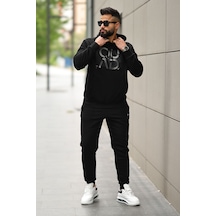 Tommy Life Erkek Kapüşonlu Cepli Sweatshirt 88010 Siyah