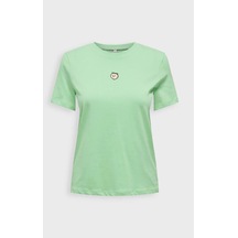 Only Kadın Onlfoodıe Baskı Ve Yazı Detaylı Kısa Kol %100 Pamuk T-shirt 15316728 Yeşil