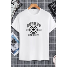 Unisex Kadın Erkek Steve Rogers Captain America Baskılı Oversize T-shirt Beyaz Mck2288 Beyaz