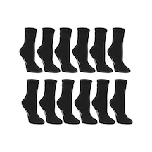 Kadın 12'li Siyah Renkli Çizgisiz Kısa Konç Tenis Çorabı