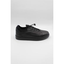 Siyah Hakiki Deri Kauçuk Taban Bağcıklı Casual Ayakkabı 1033235120-siyah