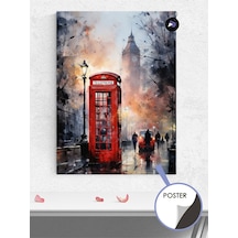 İngiltere Londra Kırmızı Telefon Kulübesi Poster - Afiş - Dekoratif Duvar Posteri