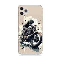 Apple Uyumlu iPhone 11 Pro Max Motorsikletçi Desenli Silikon Kılıf