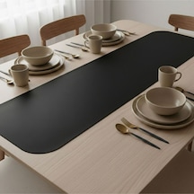 1 Adet Deri Runner Oval Kenarlı-40x140 Cm Siyah