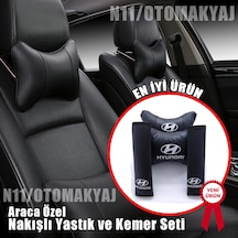 Hyundai Oto Koltuk Kılıfı Ve Başlık Uyumlu Deri Yastık Set