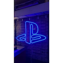 Playstation Logo Neon Led Tabela Ölçü Seçenekli Mavi Renk 60 X 40 / 40 X 30 / 30 X 21 Renkli
