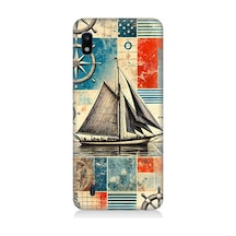 Samsung Galaxy A10 Uyumlu Retro Gemili Harita Deseni Desenli Silikon Kılıf Çok Renkli