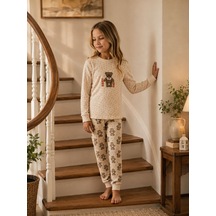 Tarık Ayı Best Nakışlı Waffle Kumaş Kız Pijama Takımı 11-16 Yaş -ta6763320 - Krem