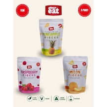 Evereat Ananas-frambuaz-kavun 3'lü Freeze Dry Meyve Cipsi Seti Doğal Atıştırmalık 1 Adet