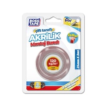 Tape Seffaf Çift Tarafli Akrilik Montaj Bandi, 24 Mm X 2 M, Kirmizi
