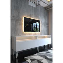 Resital Ledli Tv Sehpası - Led Işıklı - Beyaz - W9016-1