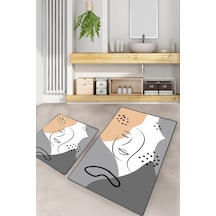 SMILING FACE DJT 2 LI SET Banyo Halısı Banyo Paspası Çok Renkli