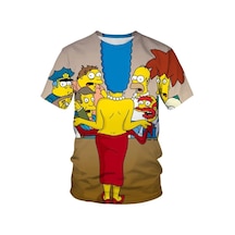 Disney Simpsons Karikatür Baskı Erkek T-shirt Yazlık Kısa Kollu Rahat Teegökyüzü Mavi Gökyüzü Mavi