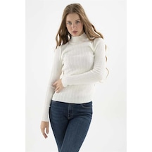 Fashion Friends Kadın Yarım Balıkçı Kazak 23k0389k1 Ekru