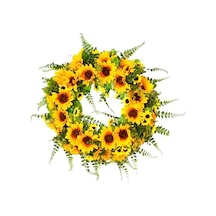 Nettenevime Yapay Çiçek Kapı Süsü Ay Çiçeği Ve Kuşkonmaz Sunflower Yılbaşı Kapı Çelengi Çok Renkli