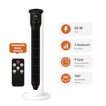 Mole F10 Kule Tipi Vantilatör Kumandalı 3 Kademeli 50W Beyaz