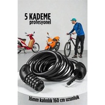 Şifreli Bisiklet Kilidi 16 Mm Kalınlık 200 Cm Scooter Motosiklet Kilidi - Çelik Kablo 722481 Siyah