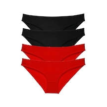 Royaleks 4 adet Süper Eko Set Likralı Kadın Slip Külot Siyah Kırmızı RYL-EKO4009 Kırmızı - Siyah