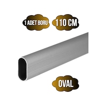Alüminyum Oval Askı Borusu Mobilya Askı Borusu Alüminyum Oval 110cm 1 Adet En:15mm Boy:25mm Gri