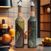 Modern Tasarımlı Kadın Desenli Renkli 750 Ml Zeytinyağı Sıvıyağ Ş