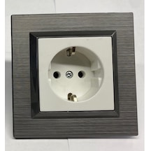 Ovivo Quantum Antrasit Beyaz Mekanizma+Çerçeve Topraklı Priz