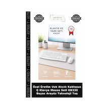 Özel Üretim Usb Alıcılı Kablosuz Q Klavye Mouse Seti Kn230 Beyaz Arayüz Teknoloji Tuş Diğer