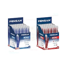 2270 Tükenmez Kalem Büro 1 Mm Mavi Kırmızı 50 Li Toplam 100 Adet 2x50 Set