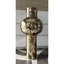 Lamedore Ava Cylınder Cross Texture Gold Vase 35x35x70 Cm