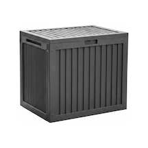 161001-012 130lt Kilitli Organizer Kapaklı Bahçe Balkon Kiler Sandığı Çok Amaçlı Depolama Sandığı Gri Diğer