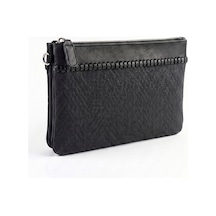 Zenıx Siyah Desenli Kadın Clutch Çanta